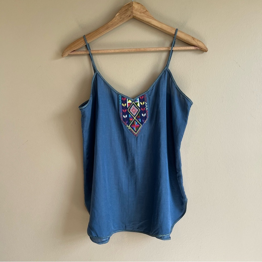 TIBI embroidered silk blend camisole tank top size 6